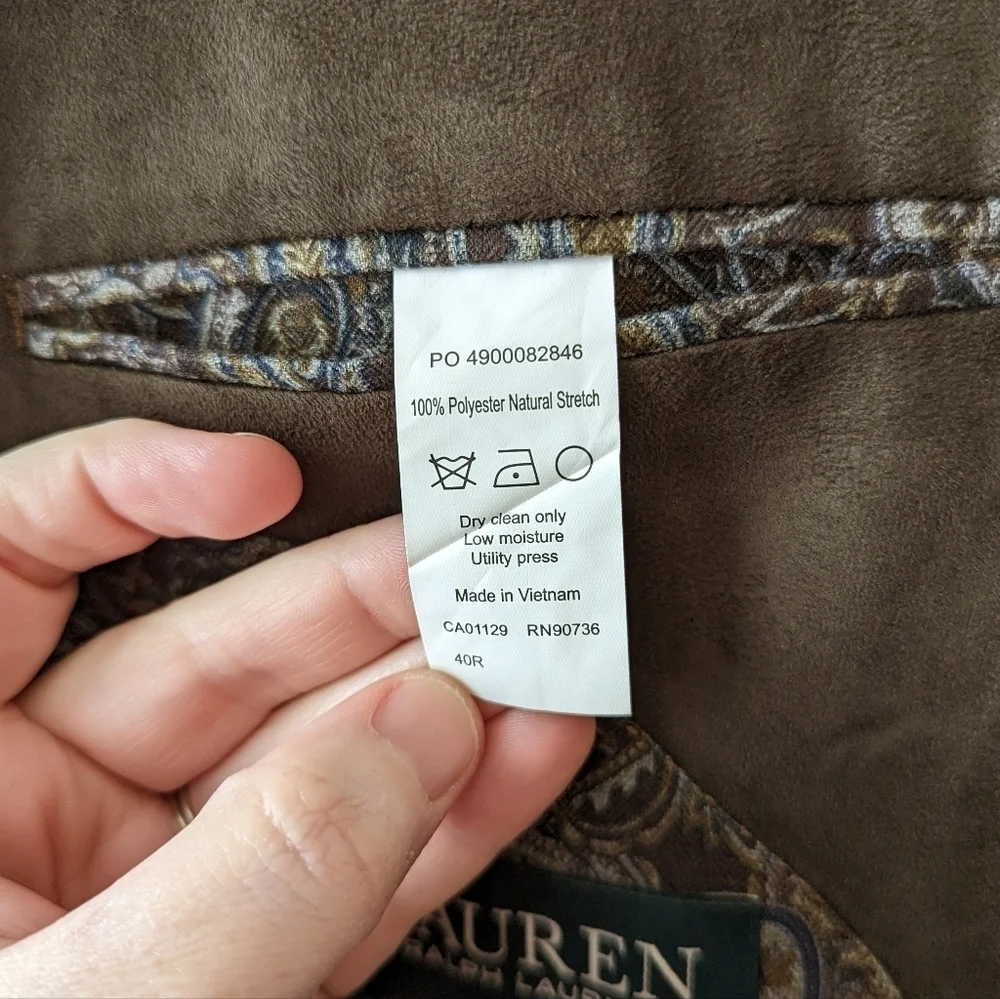 Lauren Ralph‎ Lauren Brown Faux Suede Sport Coat Blazer Size 40R